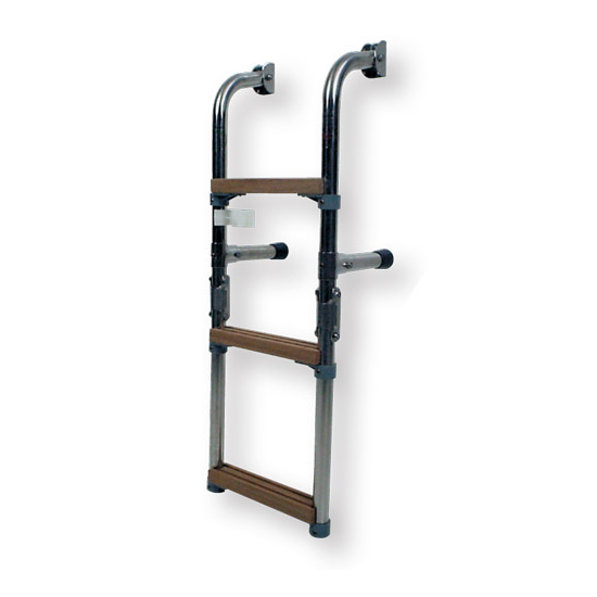 Scaletta per barca con tubo inox e 3/4/5 gradini in legno, pieghevole, comfort